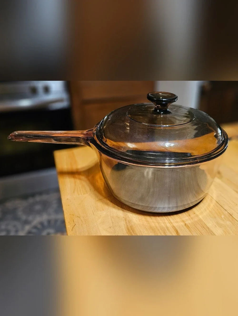 Vintage VISION Glass-Lidded Saucepan in Smoky Amber - Versatile Cookware